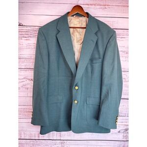 Deadstock Vintage‎ JC Penney Spruce Green Gold Button Blazer 44L Wool Blend